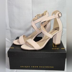 Unique From Begining Womens Cream Nude Strap Heels 3"